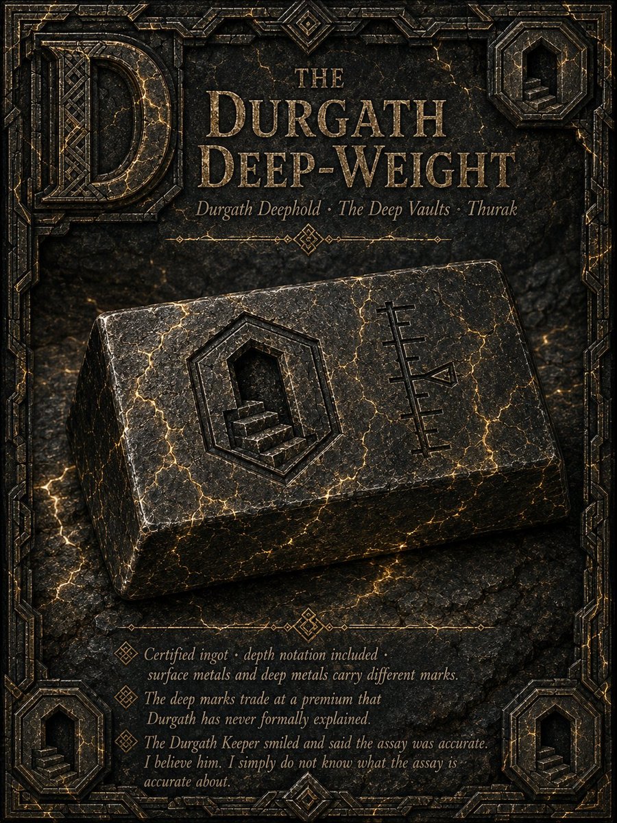 The Durgath Deep-Weight from Songs of the Firstborn — dark stone ingot from the deep vaults of Thurak