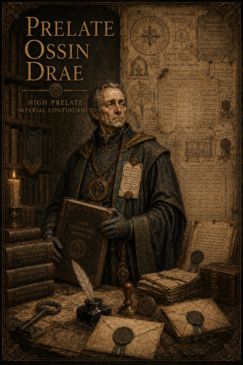 Prelate Ossin Drae — Warden of the Vault and guardian of the Vel-Kel in Songs of the Firstborn