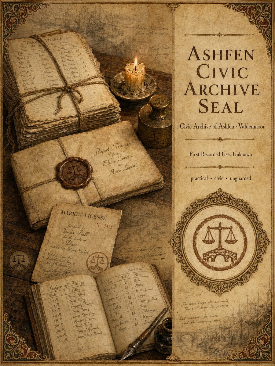 The Ashfen Civic Archive Seal from Songs of the Firstborn