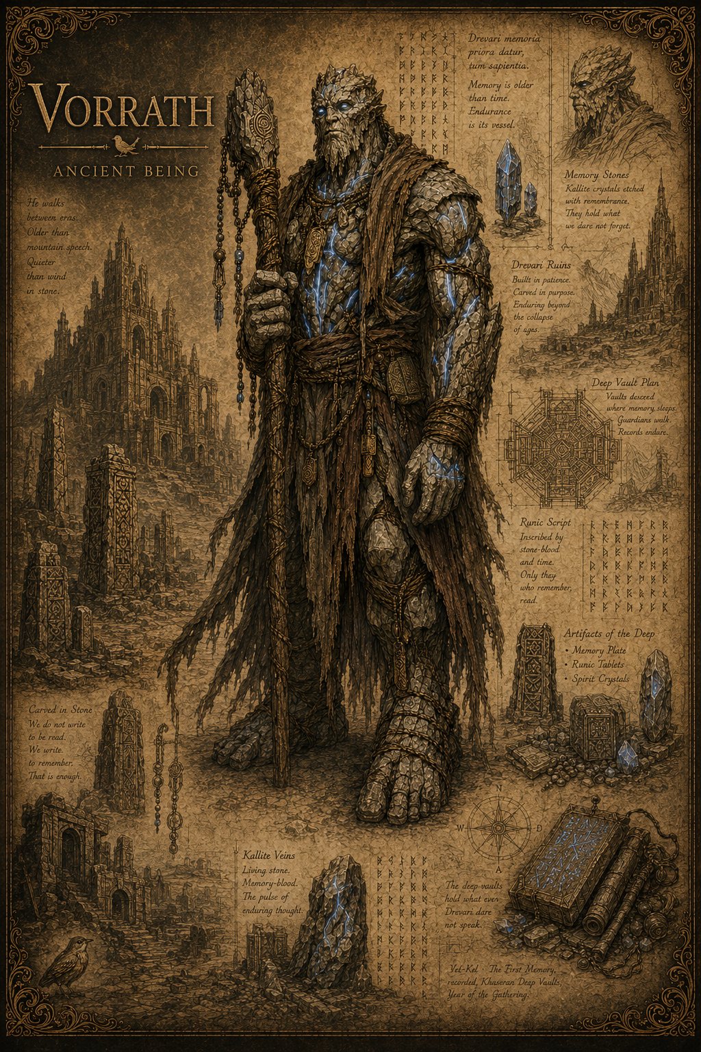Vorrath — the First Found Drevari, oldest living being in the world of Songs of the Firstborn